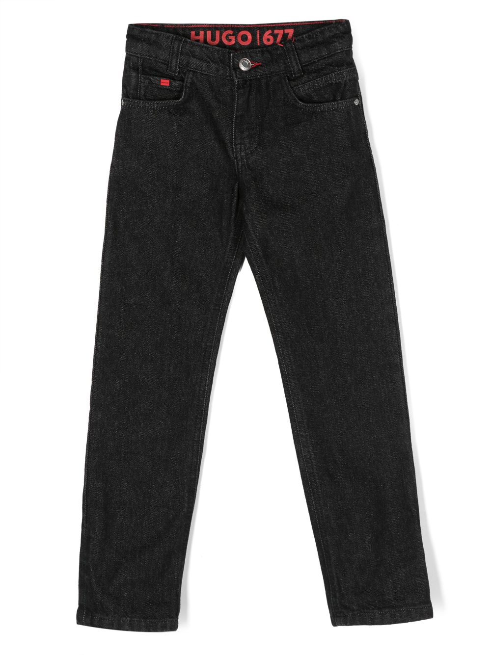 HUGO KIDS straight-leg cotton jeans - Black