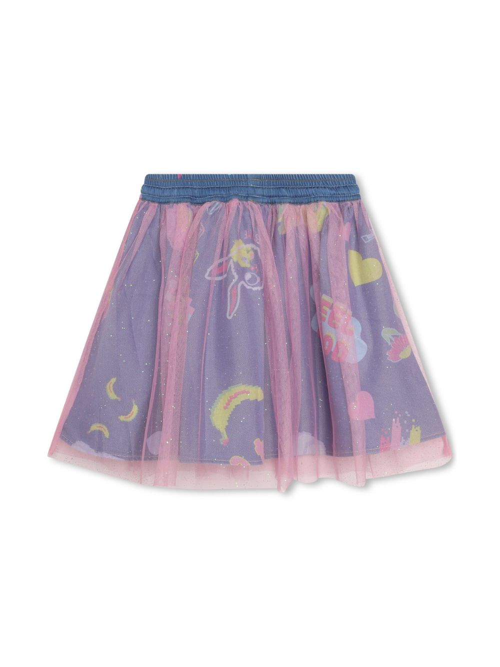 Image 2 of Billieblush graphic-print tulle denim skirt