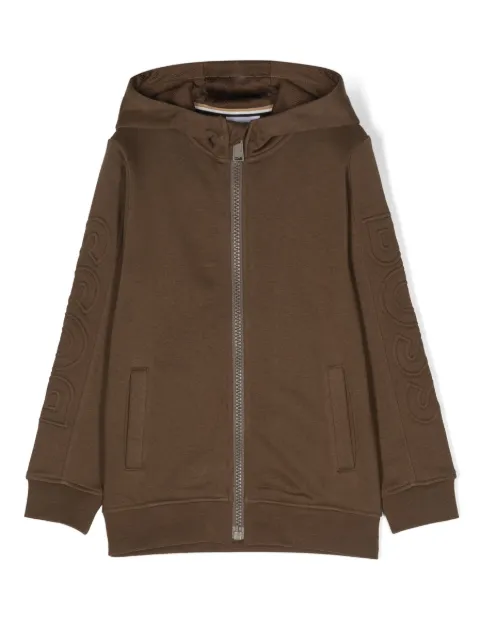 BOSS Kidswear embossed-logo zipped hoodie