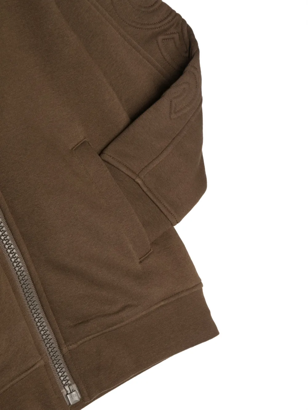 Bosswear Embossed-logo Zipped Hoodie In Brown