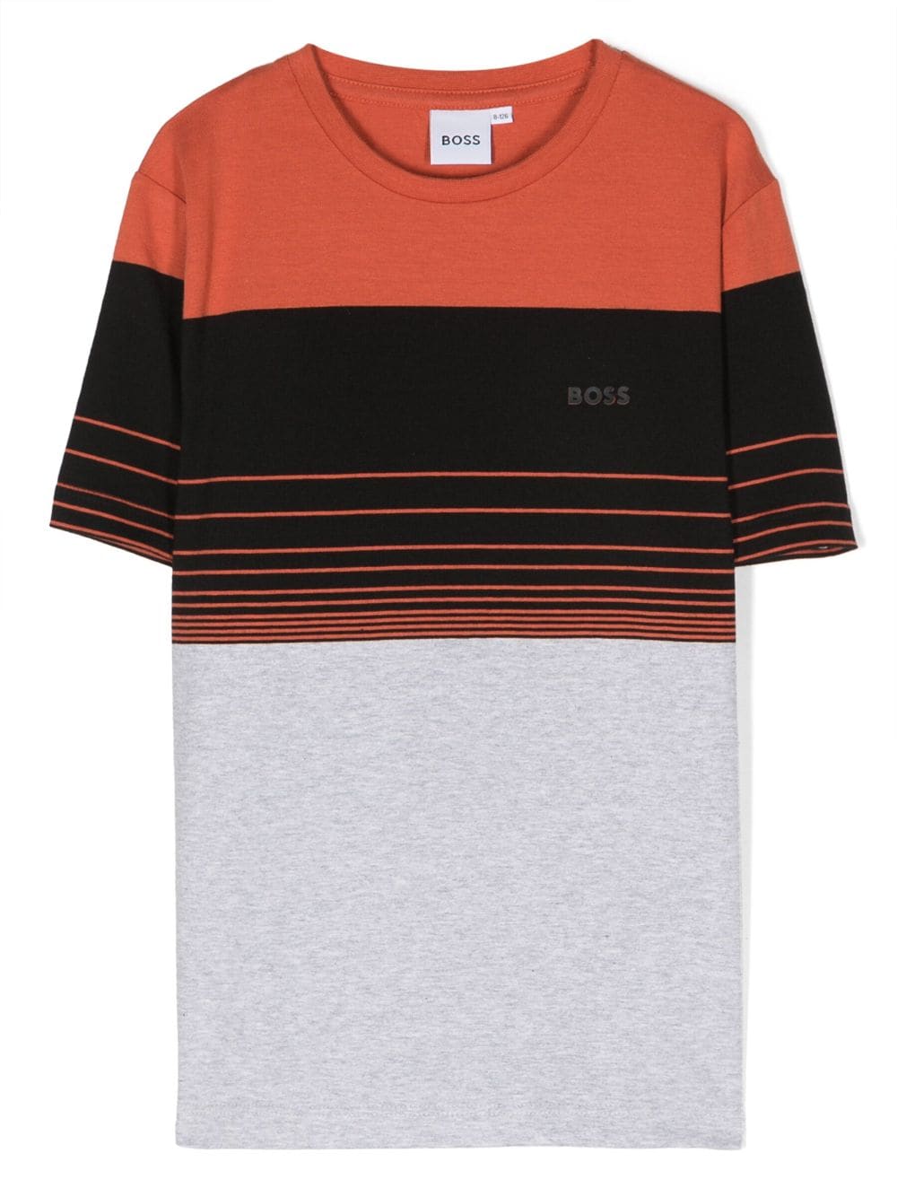 Bosswear Kids' Striped Short-sleeve T-shirt In Orange