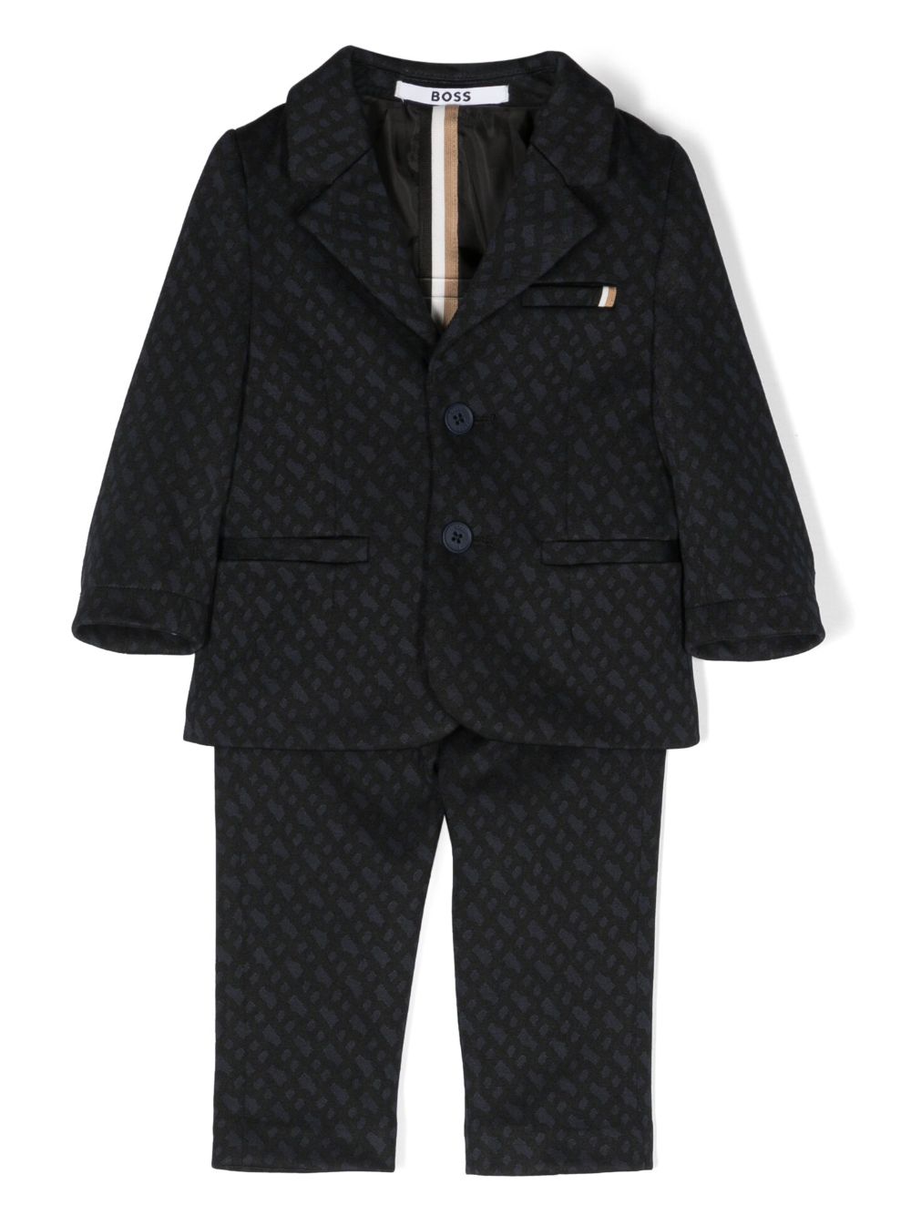 BOSS Kidswear monogram single-breasted suit - Blue