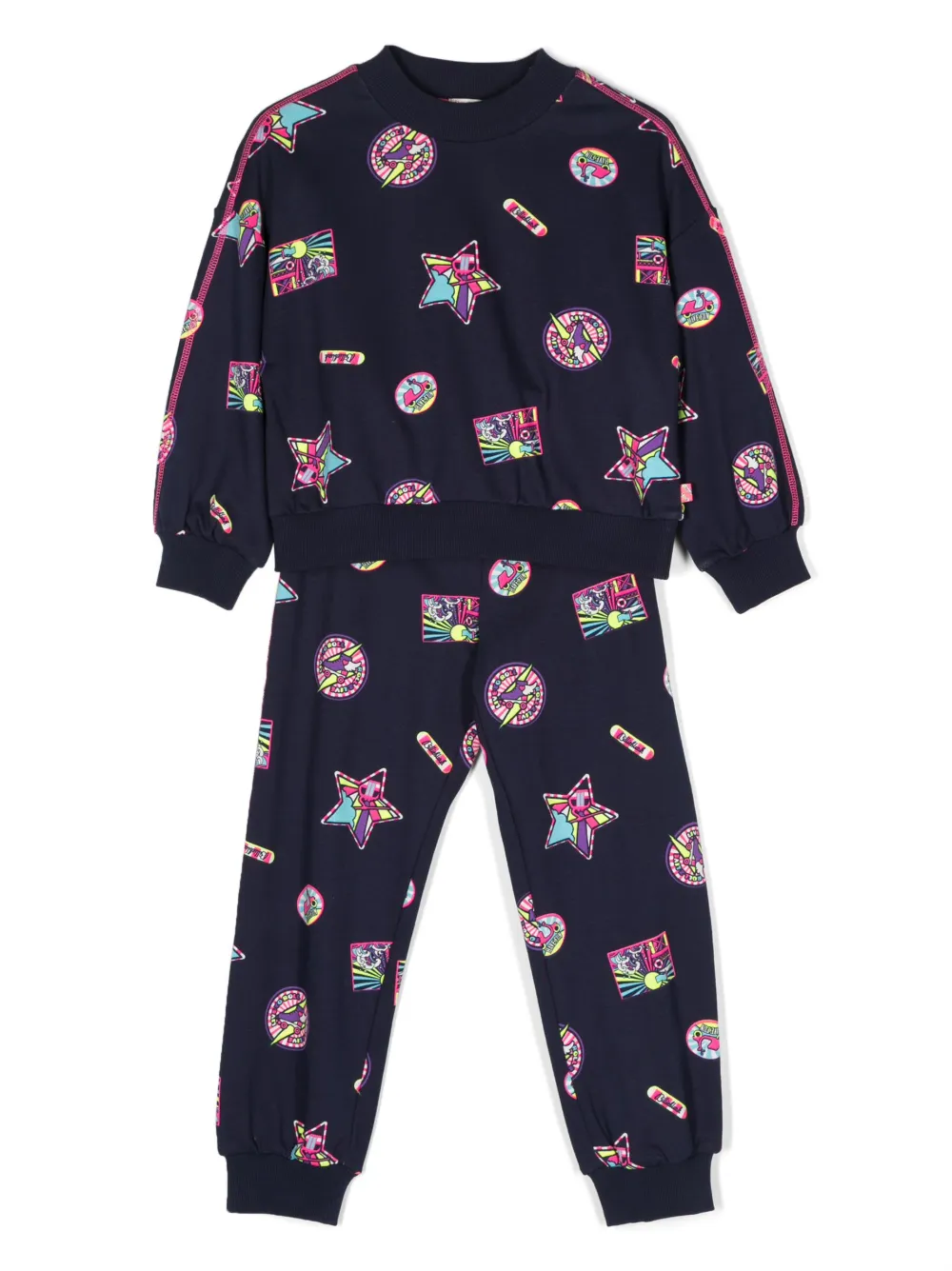 Billieblush Kids' Graphic-print Cotton Tracksuit Set In Blue