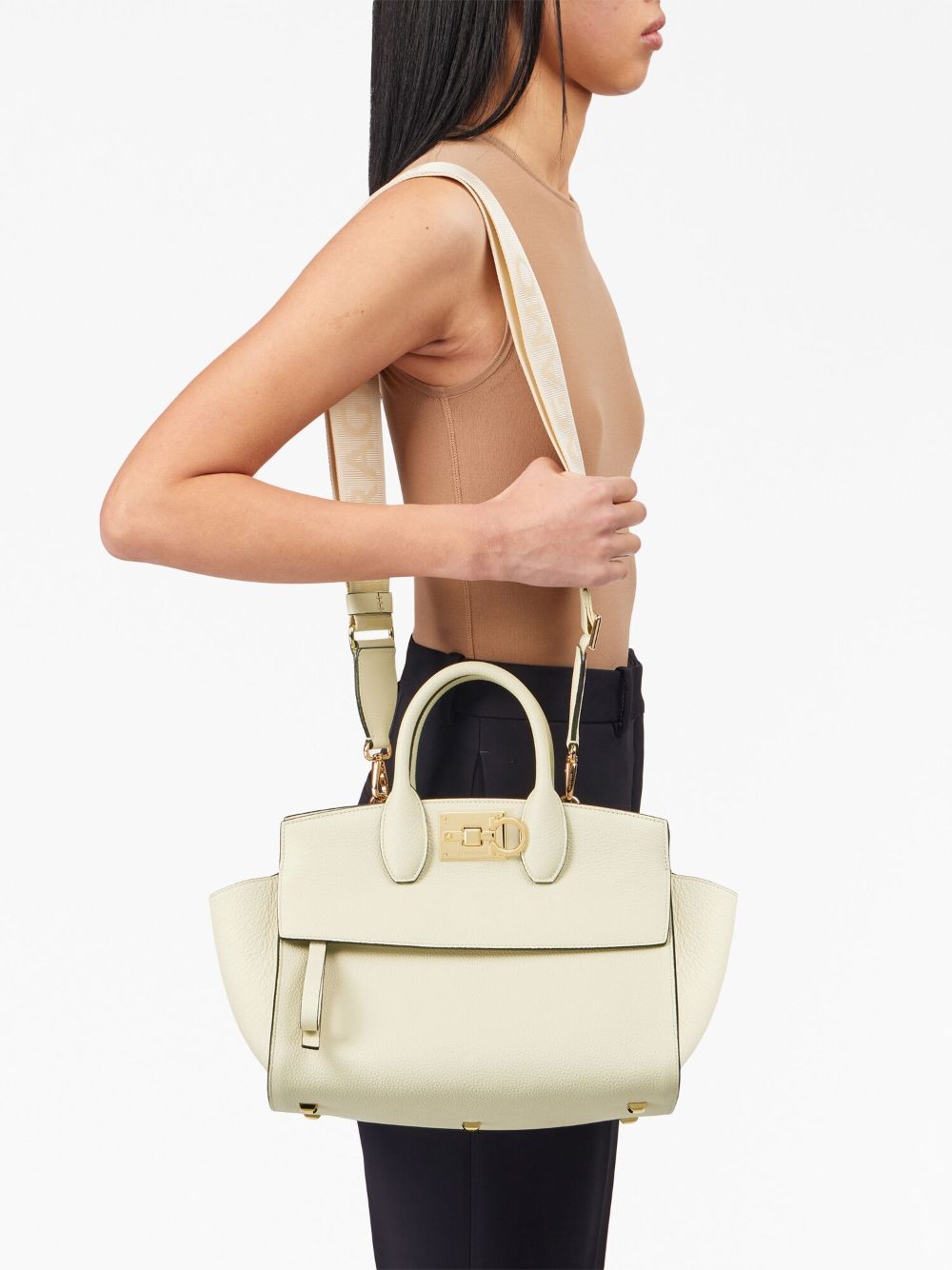 Shop Ferragamo Medium The Studio Tote Bag In White