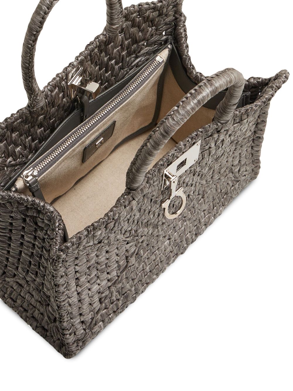 Shop Ferragamo Medium Studio Box Tote Bag In Grey