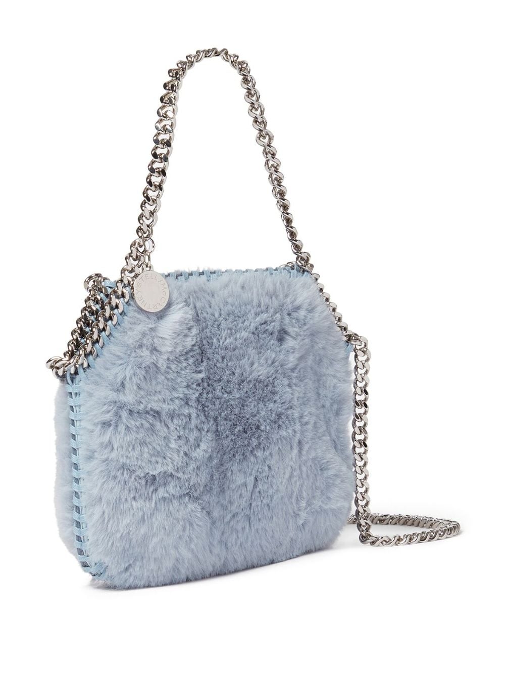 Shop Stella Mccartney Mini Falabella Faux-fur Tote Bag In Blue