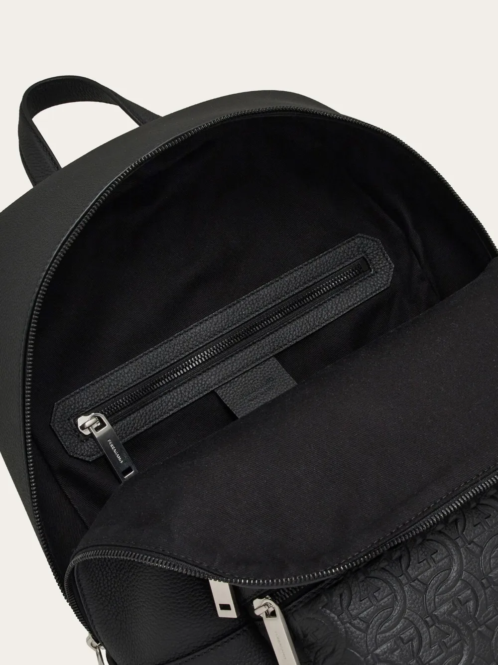 Ferragamo Embossed-logo Leather Backpack In Black