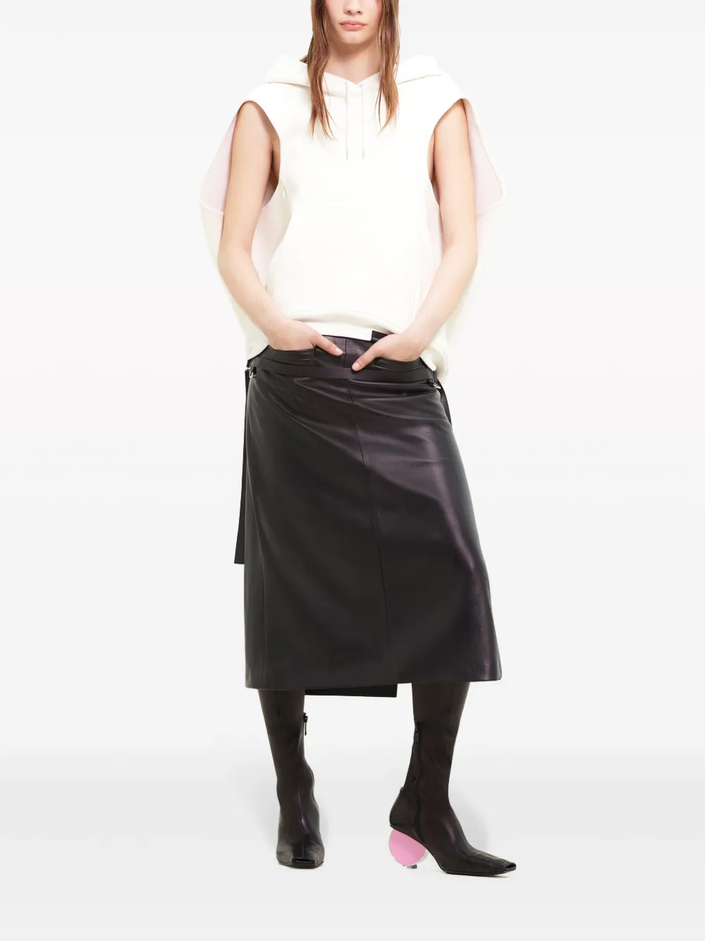 Courrèges Sleeveless Drawstring Hoodie In White