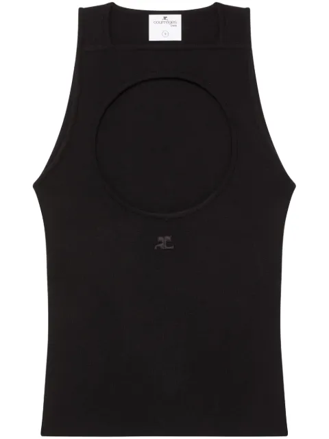 Courrèges logo-patch cutout tank top