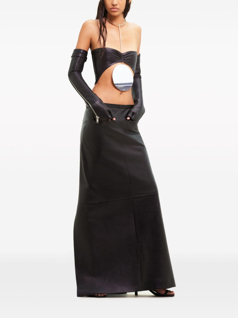 Shop Courrèges Heritage Leather Maxi Skirt In Black