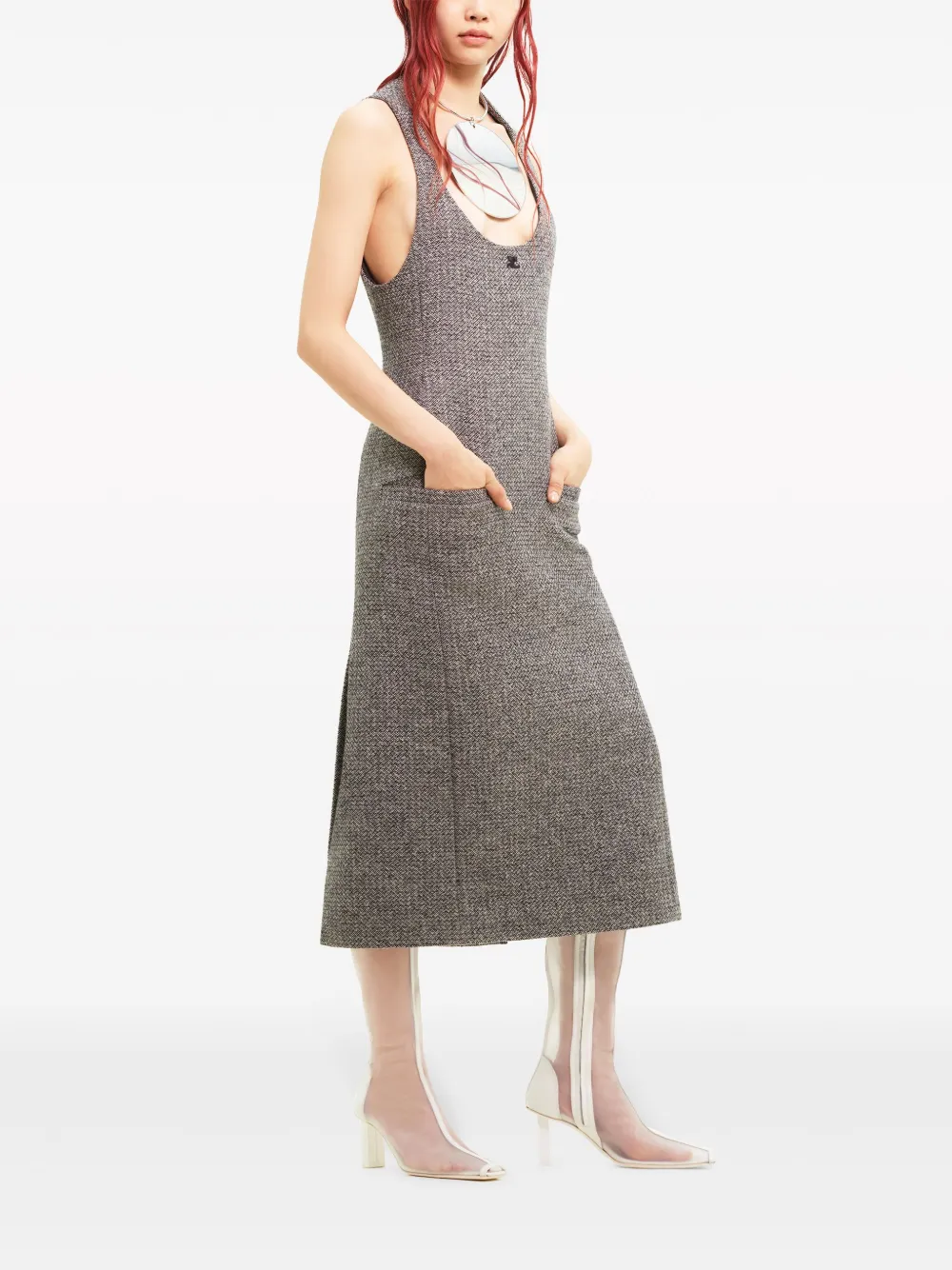 Courrèges Wool-blend Midi Dress In Black