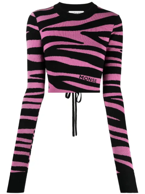 Monse zebra-knit cropped jumper