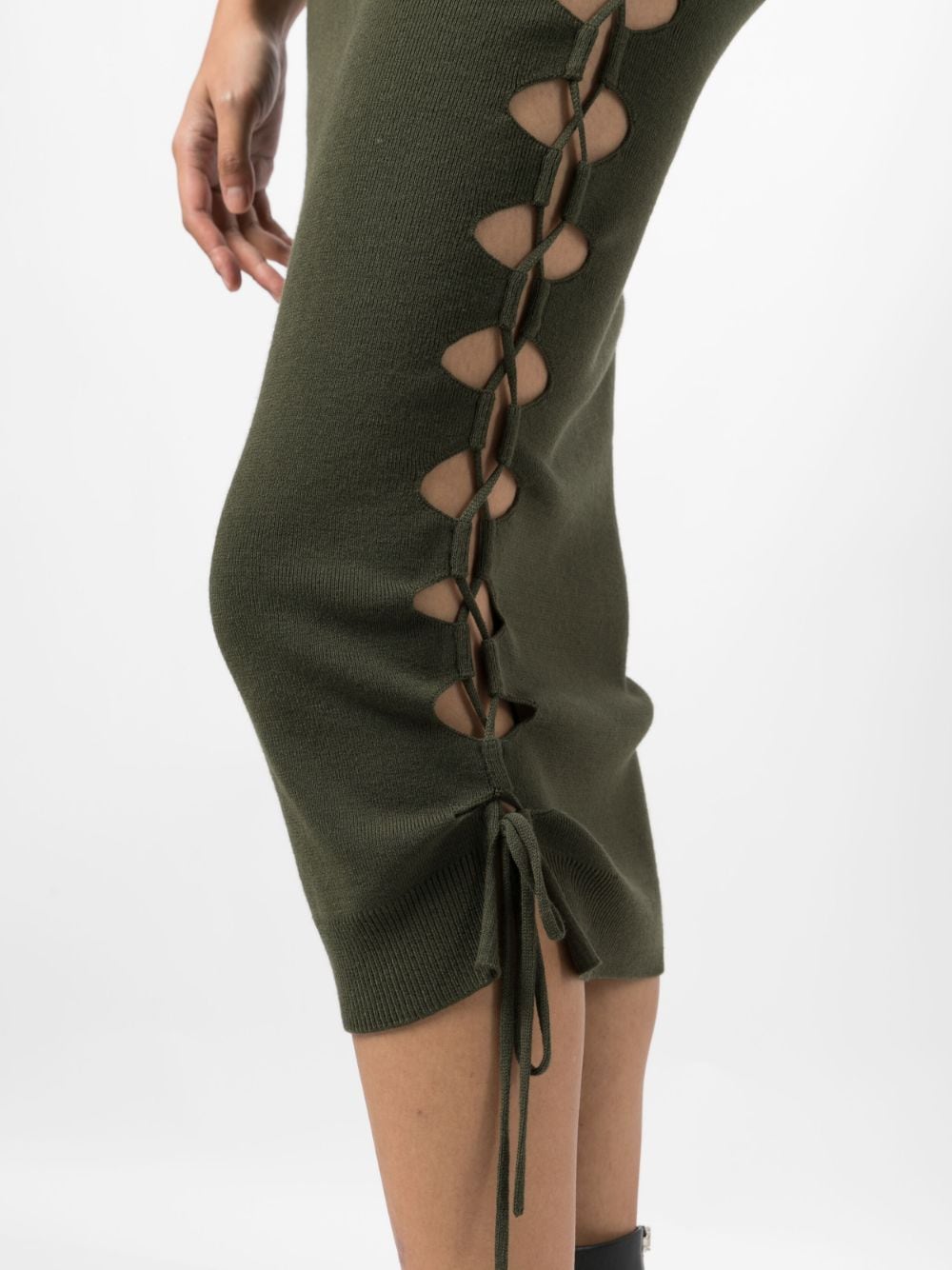 Shop Monse Lace-up Detailed Knitted Skirt In Green