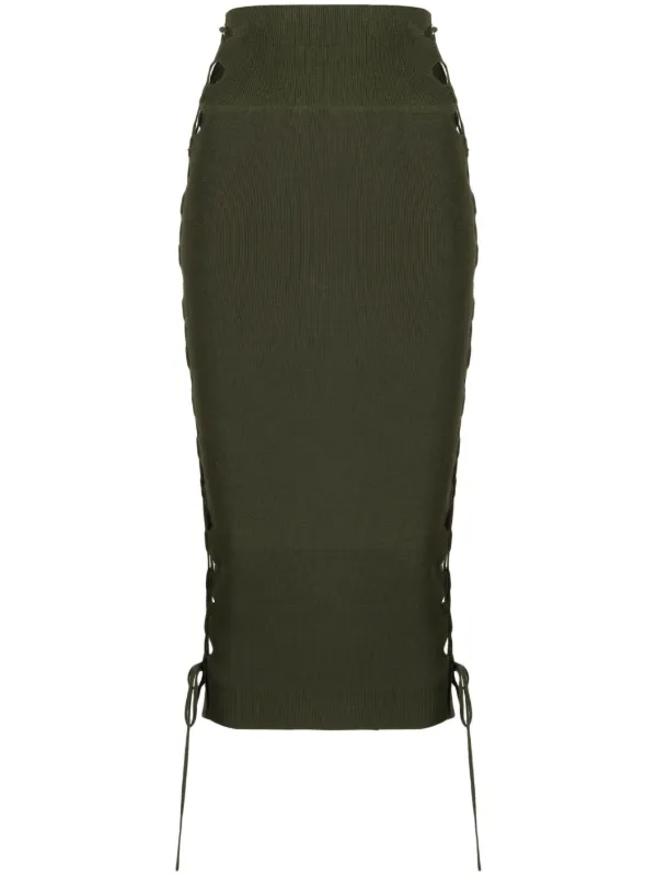 Monse lace-up Detailed Knitted Skirt Green FARFETCH IN