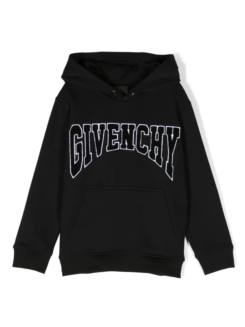 Givenchy Kids' Logo-patch Drawstring Hoodie In Black