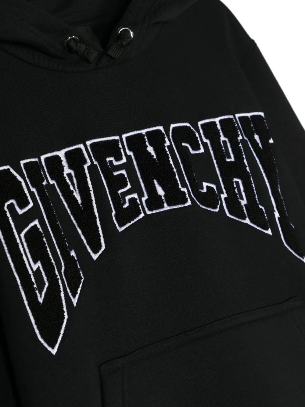  Givenchy Kids Logo-patch Drawstring Hoodie - Black 
