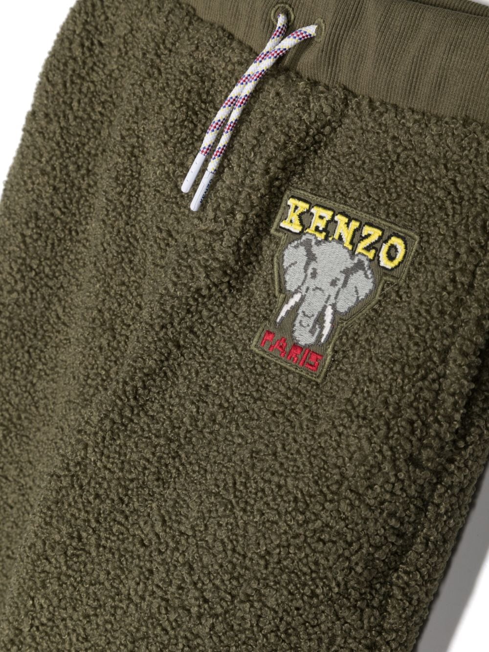 Shop Kenzo Logo-patch Drawstring Fleece Track Pants In Green