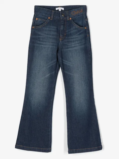 Chloé Kids jeans con logo bordado