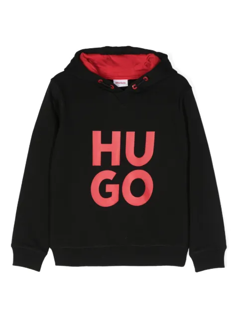 HUGO KIDS logo-print drawstring hoodie 
