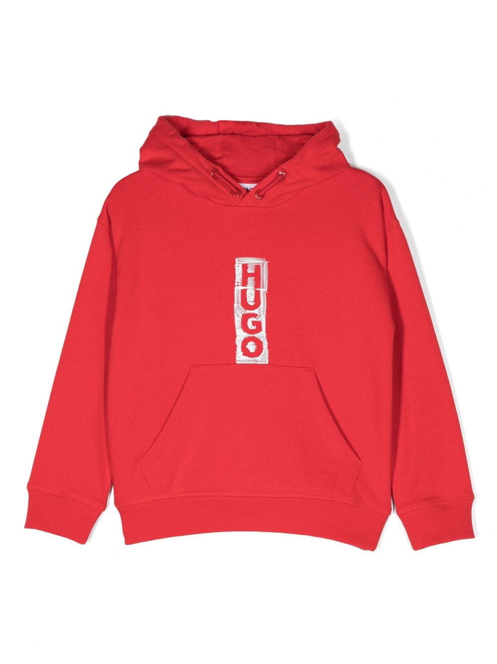 HUGO KIDS logo-print drawstring hoodie - Red