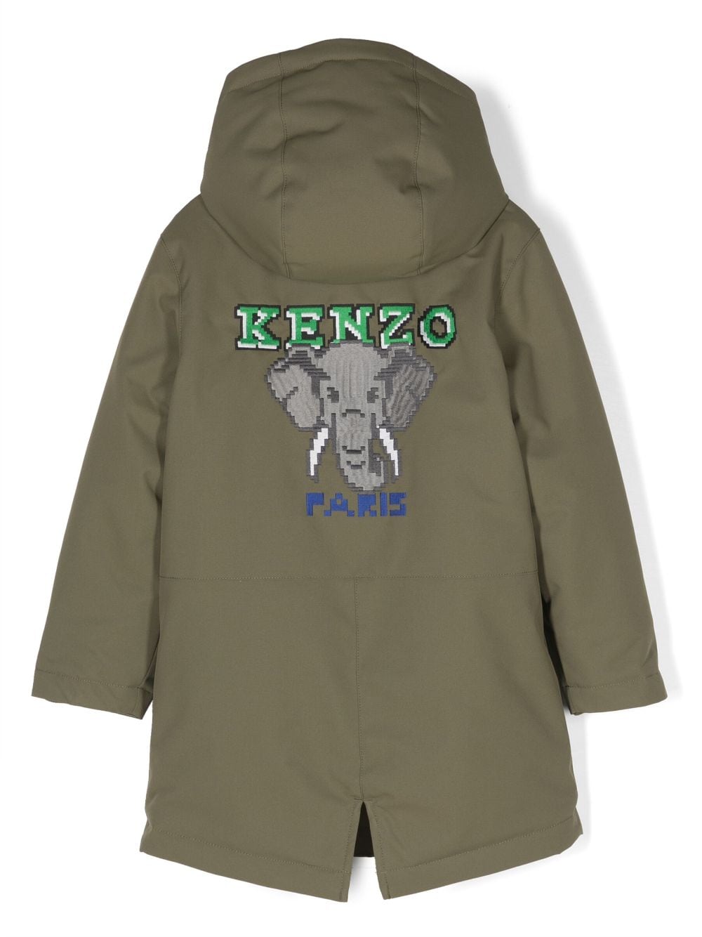 Shop Kenzo Embroidered-logo Parka Coat In Green