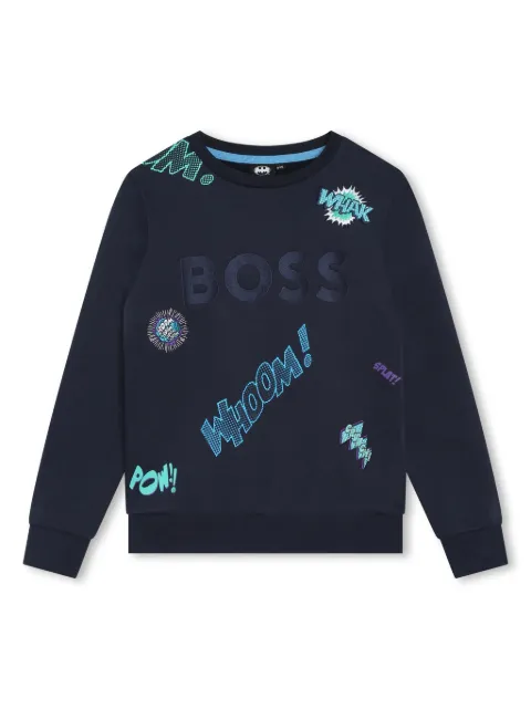 BOSS Kidswear سويت شيرت بشعار مطرز بالكامل