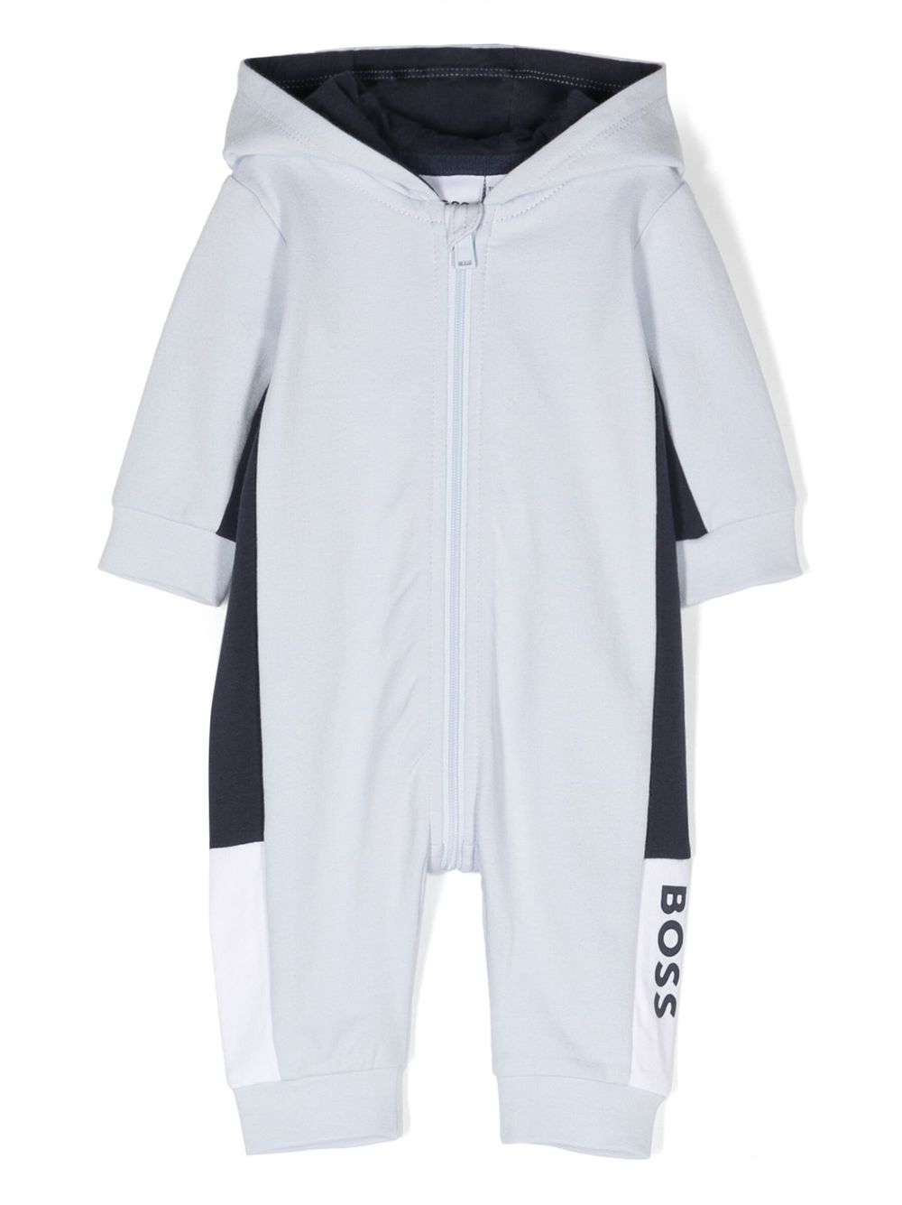 BOSS Kidswear logo-print hooded all-in-one - Blue