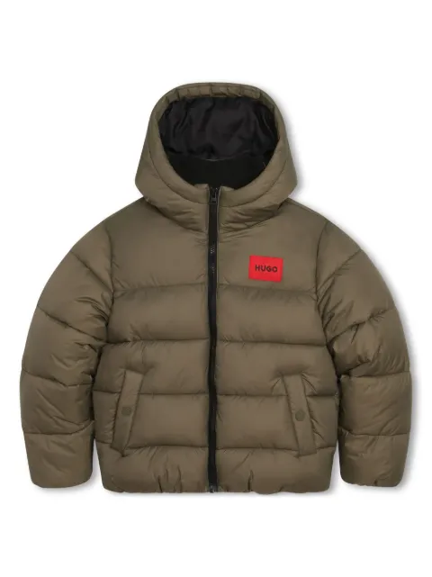 HUGO KIDS logo-patch hooded padded jacket