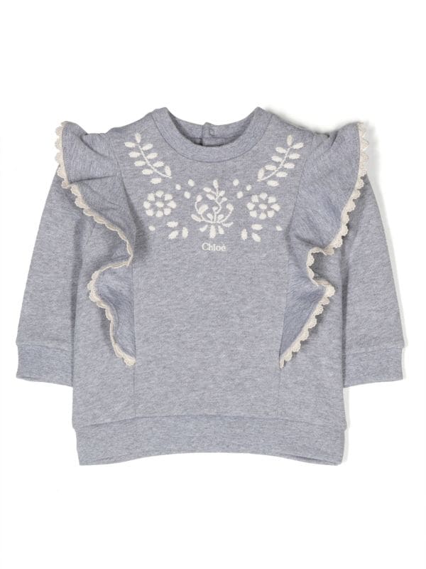 Girls ruffle sweatshirt hot sale