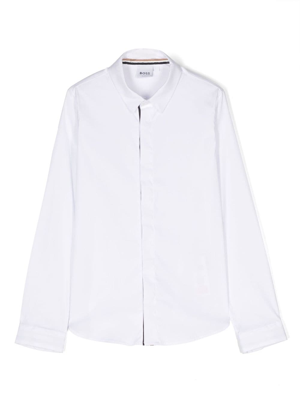 Bosswear Kids' Long-sleeve Button-up Shirt In White