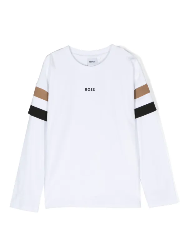 BOSS Kidswear logo print long sleeved T shirt Farfetch