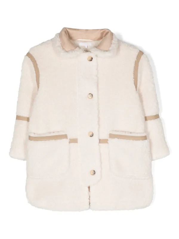 Chloé Kids faux-shearling Cotton Coat White FARFETCH IN