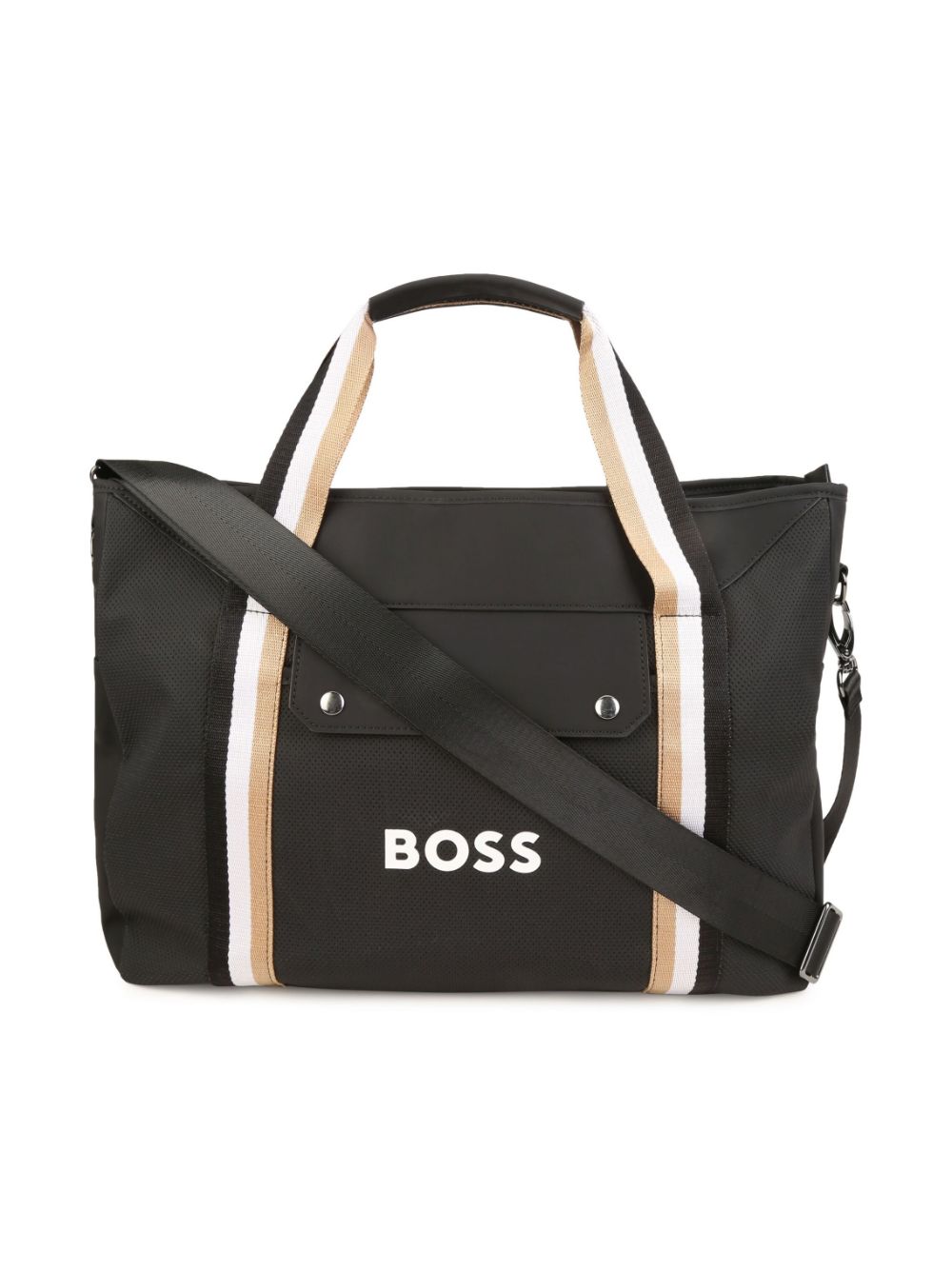 Bosswear Boss Kidswear Striped Logo Changing Tote Bag In Black