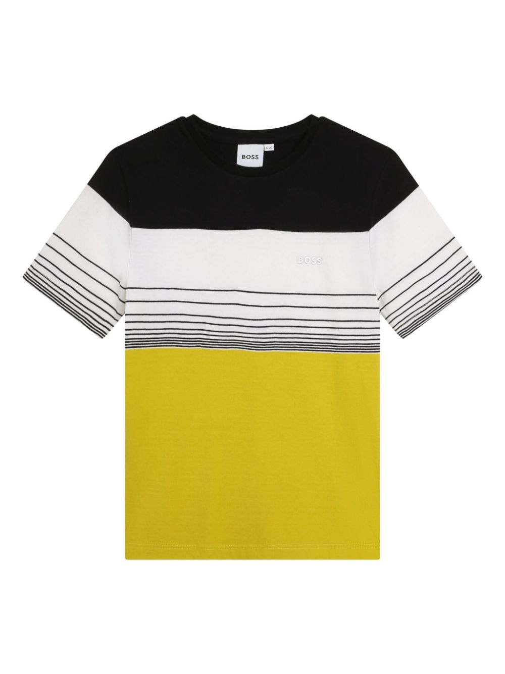 Image 1 of BOSS Kidswear colour block stripped cotton T-shirt