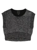 Givenchy Kids logo-embroidered lurex cropped top - Black