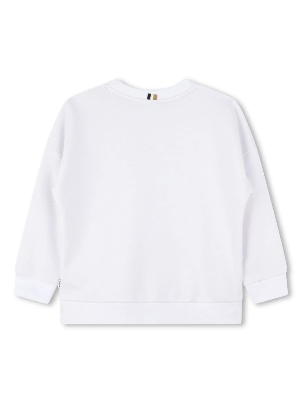 Shop Bosswear Contrasting Logo Print Cotton Sweatshirt In White