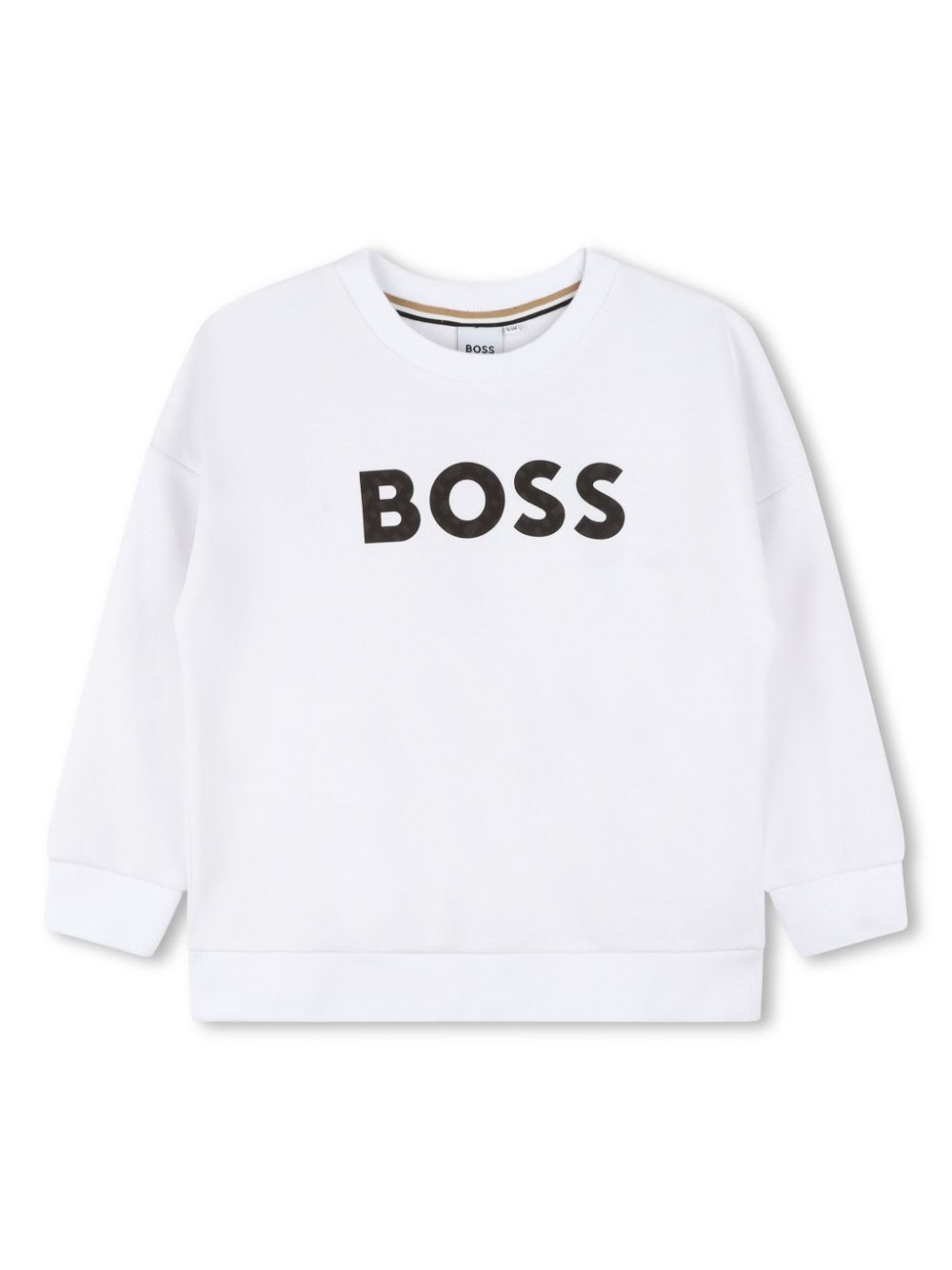 Bosswear Kids' 对比logo印花棉卫衣 In White