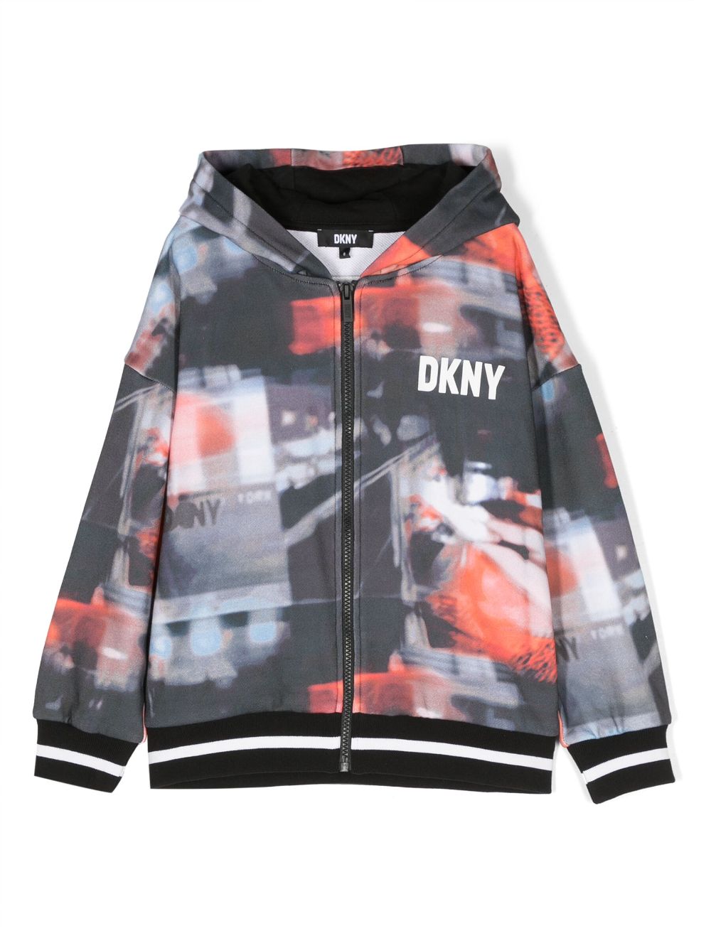 Dkny Kids graphic-print zip-up hoodie - Blue