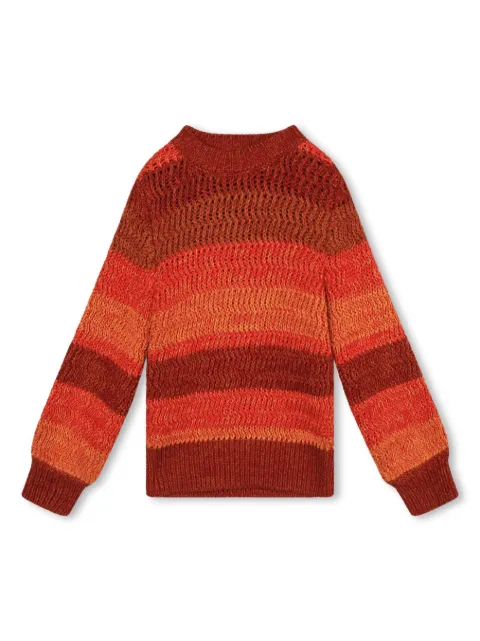 Chloé Kids logo-embroidered stripe-pattern jumper 