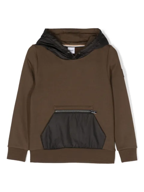BOSS Kidswear logo-patch cotton-blend hoodie