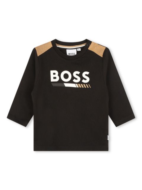 BOSS Kidswear logo-print panelled T-shirt