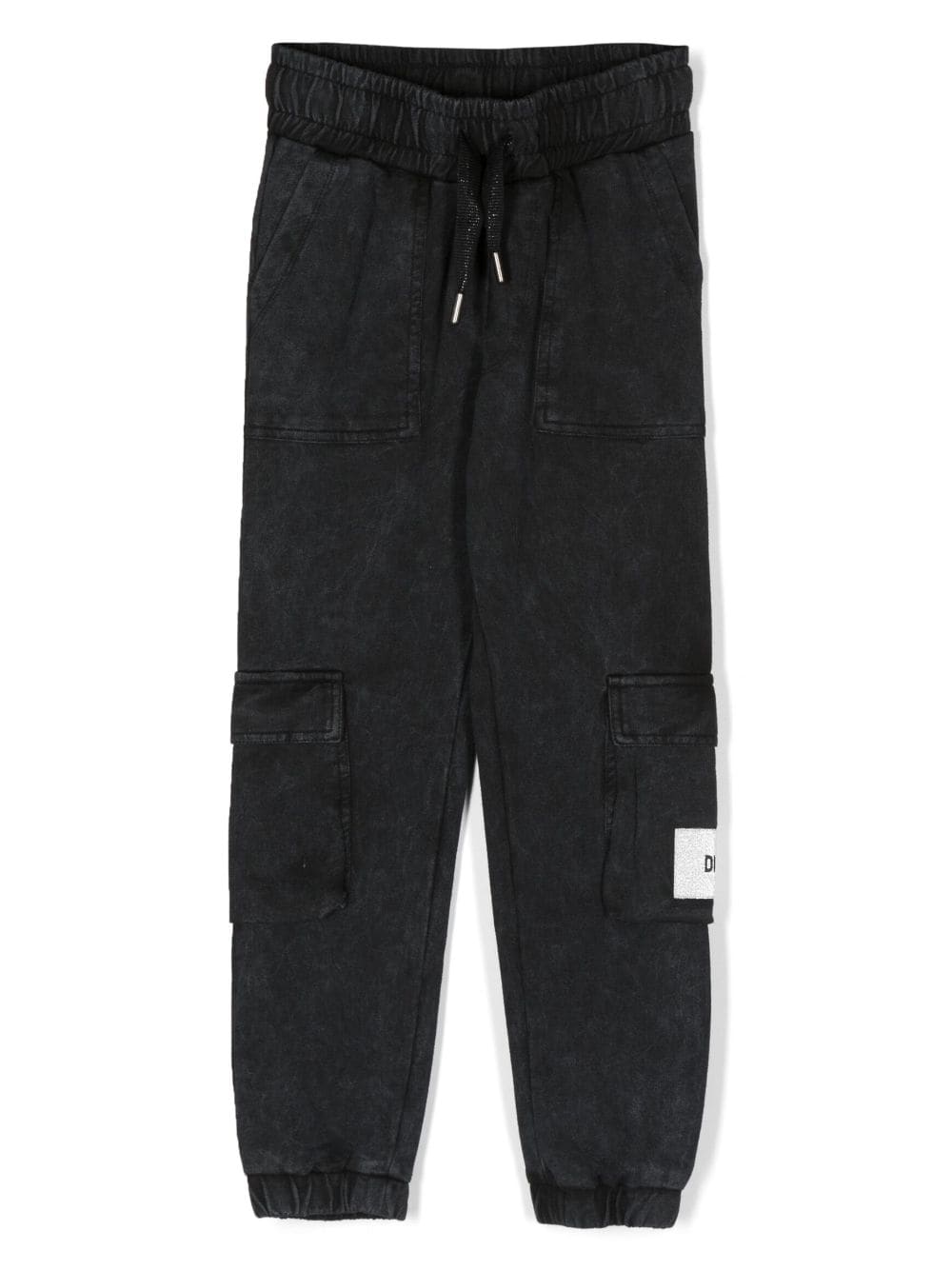 Dkny Kids' Logo-patch Cotton Track Trousers In Black