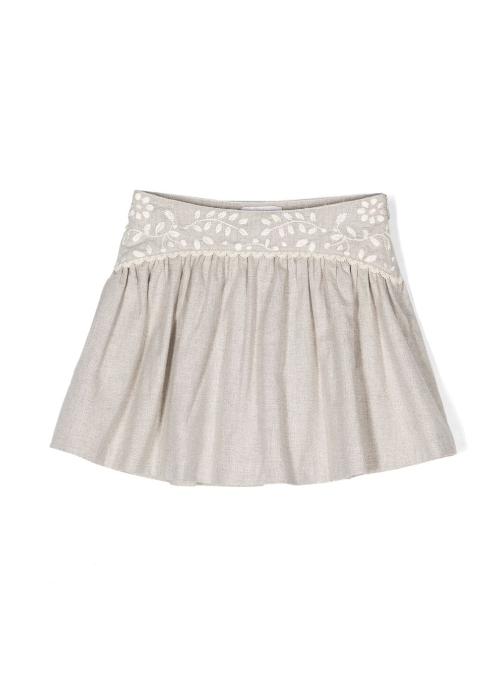 Chloé Kids embroidered cotton skirt - Neutrals