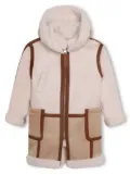 Chloé Kids two-tone zip-up hooded coat - Neutrals
