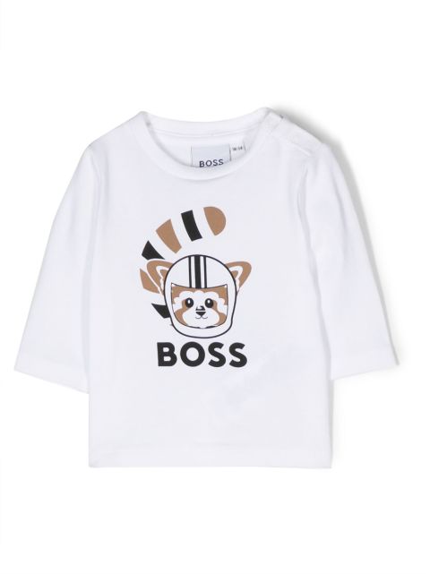 BOSS Kidswear logo-print long-sleeve top