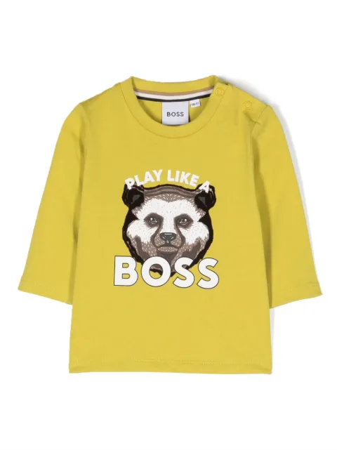 BOSS Kidswear slogan-print long-sleeved cotton T-shirt