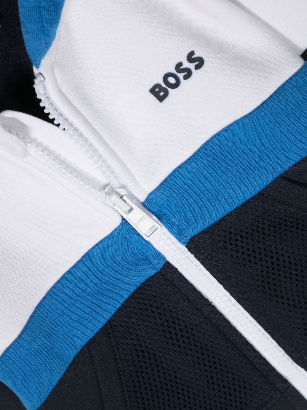 Shop Bosswear Logo Print Zip-up Hoodie In Blue