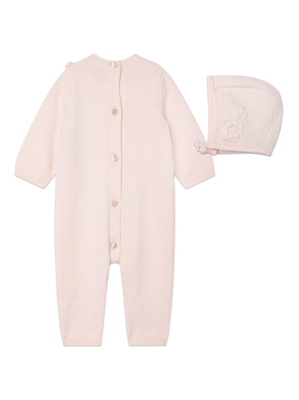 Shop Chloé Floral-embroidered Knitted Babygrow Set In Pink