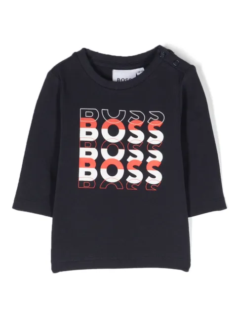 BOSS Kidswear top manga larga con logo estampado
