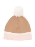 Chloé Kids three-tone pompom beanie - Brown